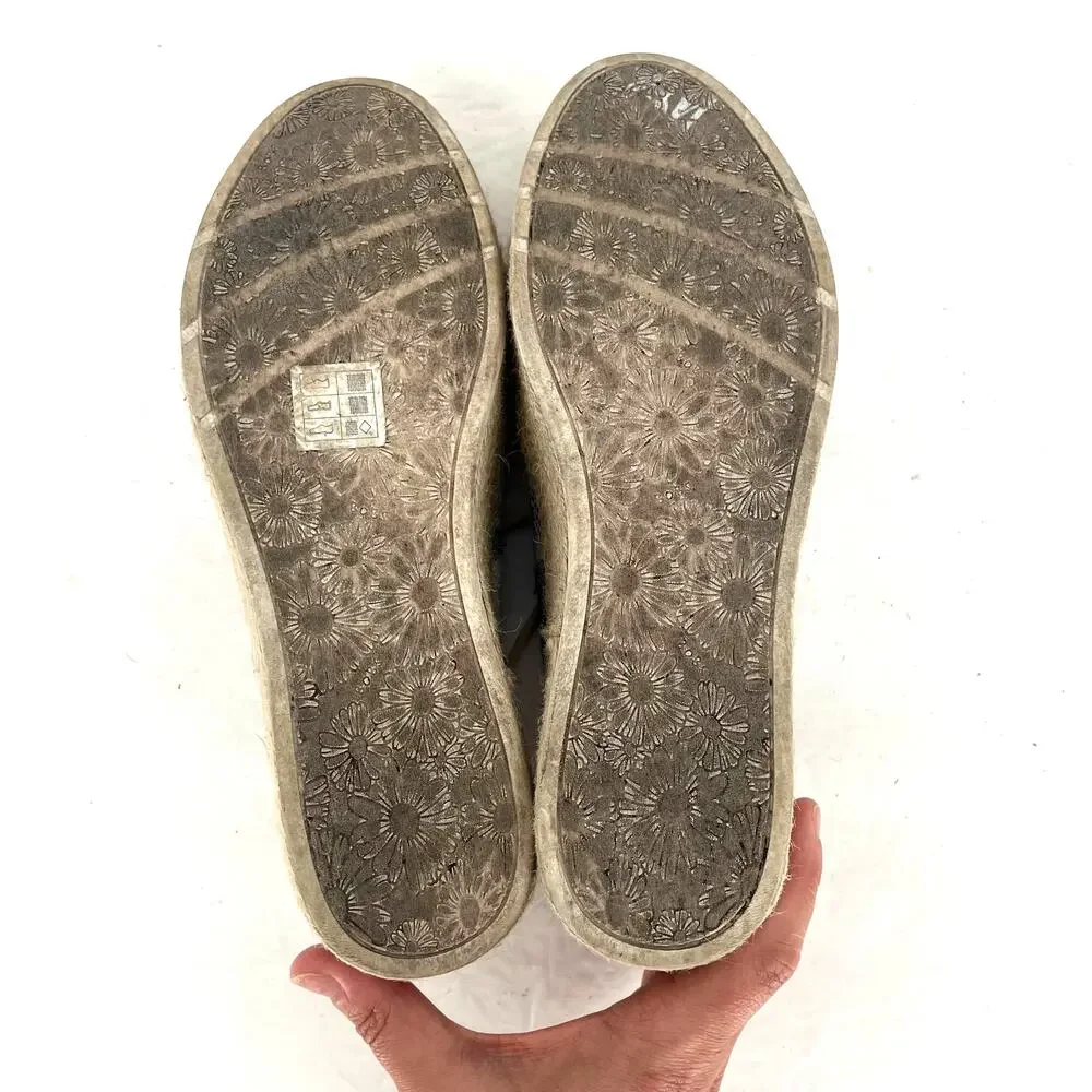 Skechers BOBS Sesame Espadrille Platform Sneakers Navy Stripe Memory Foam 8.5